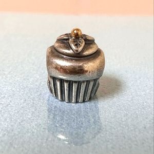PANDORA ALE STERLING 925 & 14K GOLD TWO-TONE CUPCAKE CHARM BEAD